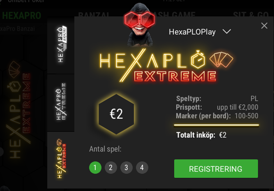 HexaPLO Extreme bekräftelseruta